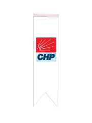 Masa Üstü Kırlangıç CHP Bayrağı - 8x30cm Çift Taraflı Saten Kumaş