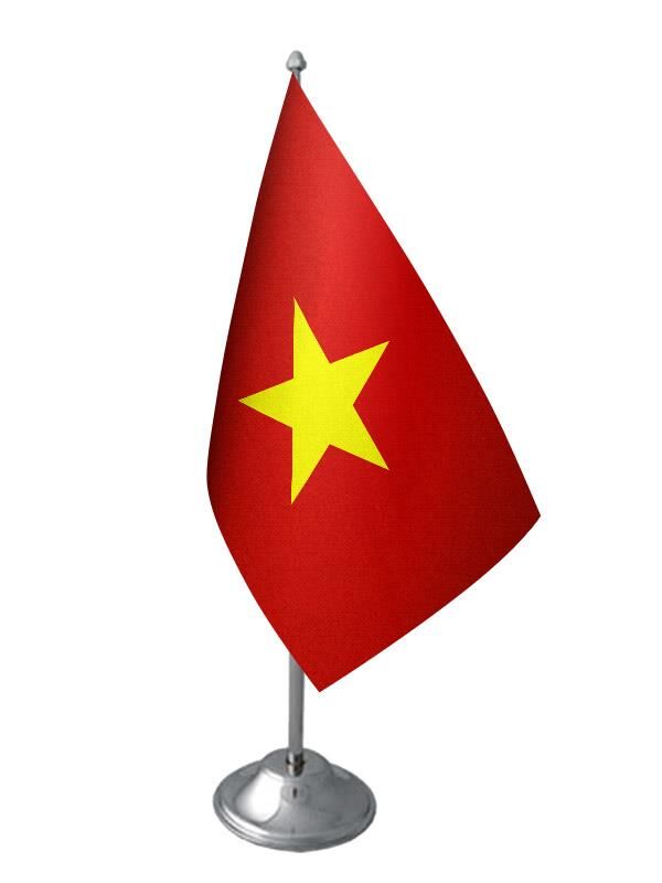 Masa Üstü Vietnam Bayrağı Krom Direk Masa Bayrak Seti