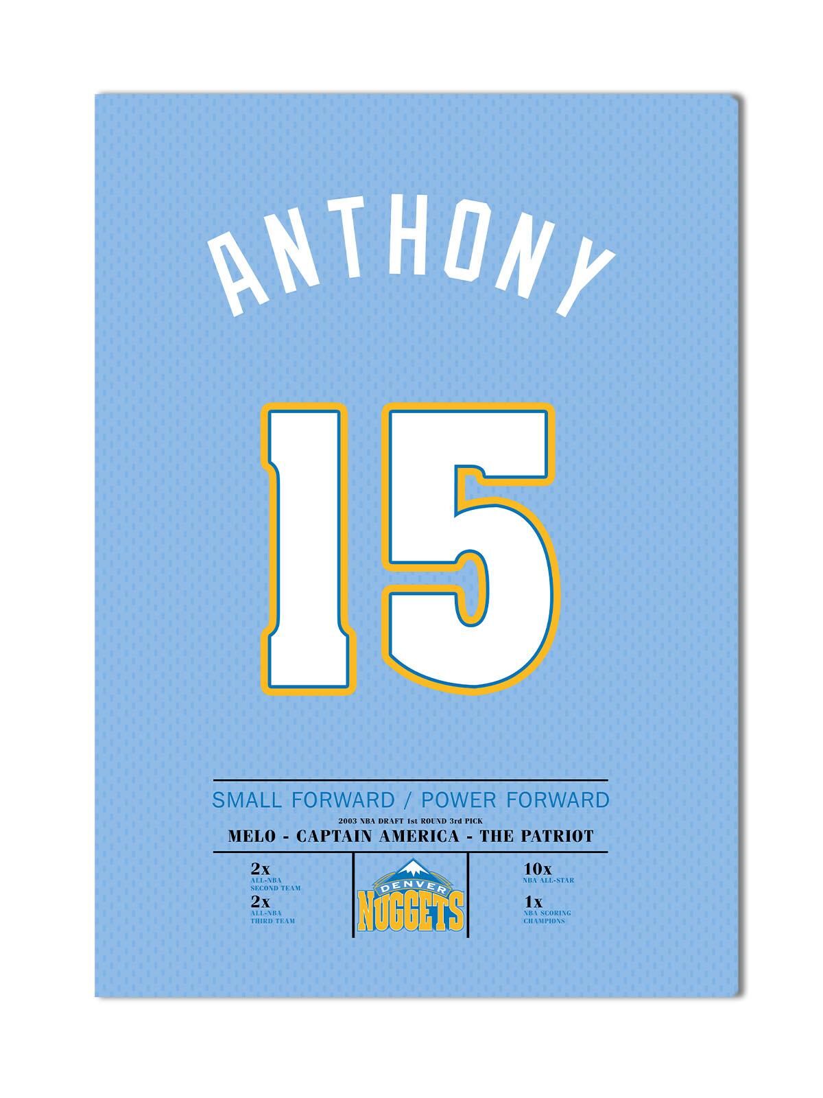 Carmelo Anthony Forma Kanvas Tablo 40x55cm NBA Denver Nuggets Jersey