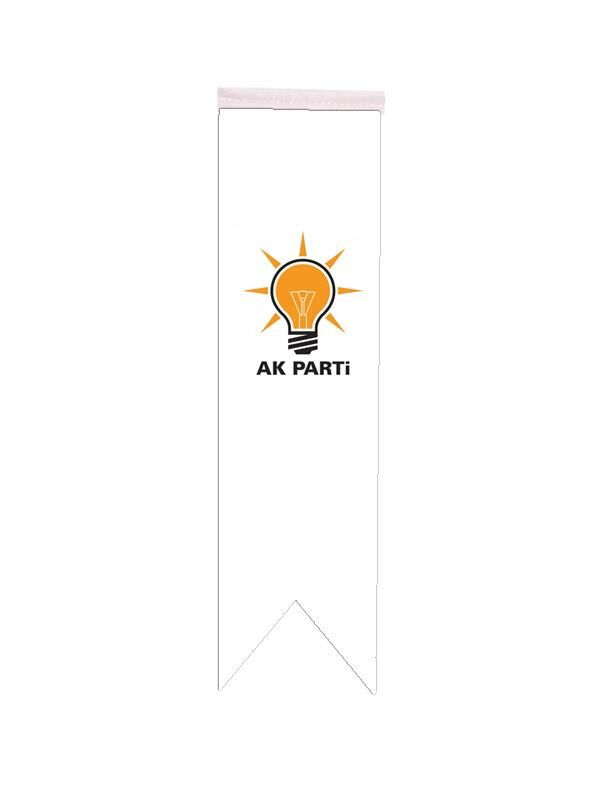 Masa Üstü Kırlangıç Ak Parti Bayrağı - 8x30cm Çift Taraflı Saten Kumaş