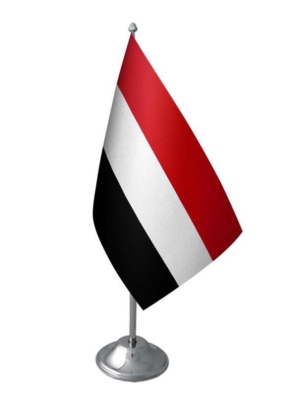 Masa Üstü Yemen Bayrağı Krom Direk Masa Bayrak Seti