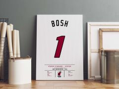 Chris Bosh Forma Kanvas Tablo 40x55cm NBA Miami Heat Jersey