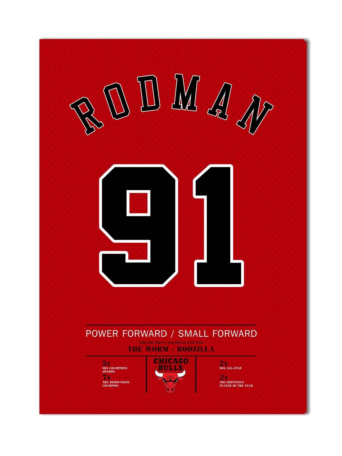 Dennis Rodman Forma Kanvas Tablo 40x55cm NBA Chicago Bulls Jersey