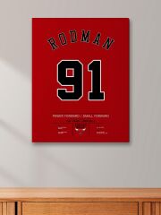 Dennis Rodman Forma Kanvas Tablo 40x55cm NBA Chicago Bulls Jersey
