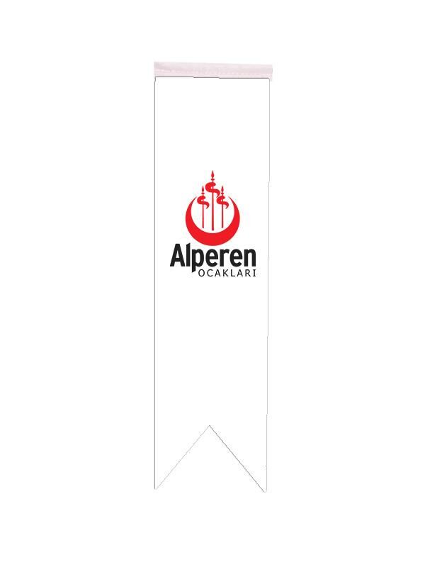 Masa Üstü Kırlangıç Alperen Ocakları Bayrağı - 8x30cm Çift Taraflı Saten Kumaş