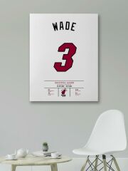 Dwyane Wade Forma Kanvas Tablo 40x55cm NBA Miami Heat Jersey