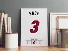 Dwyane Wade Forma Kanvas Tablo 40x55cm NBA Miami Heat Jersey