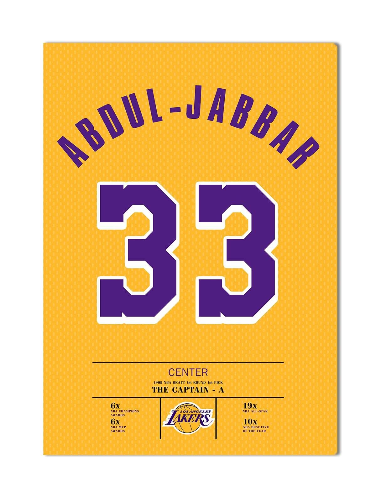 Kareem Abdul-Jabbar Forma Kanvas Tablo 40x55cm NBA Los Angeles Lakers Jersey