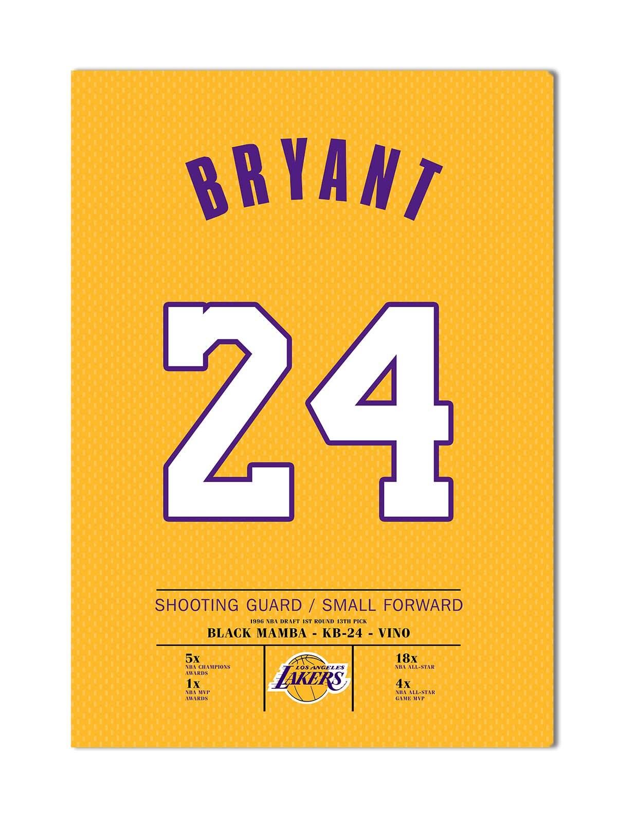 Kobe Bryant 24 Forma Kanvas Tablo 40x55cm NBA Los Angeles Lakers Jersey