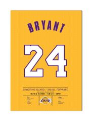 Kobe Bryant 24 Forma Kanvas Tablo 40x55cm NBA Los Angeles Lakers Jersey