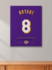Kobe Bryant 8 Forma Kanvas Tablo 40x55cm NBA Lakers Jersey