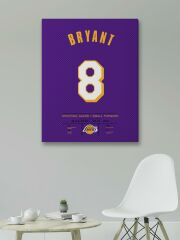 Kobe Bryant 8 Forma Kanvas Tablo 40x55cm NBA Lakers Jersey