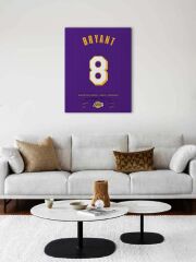 Kobe Bryant 8 Forma Kanvas Tablo 40x55cm NBA Lakers Jersey