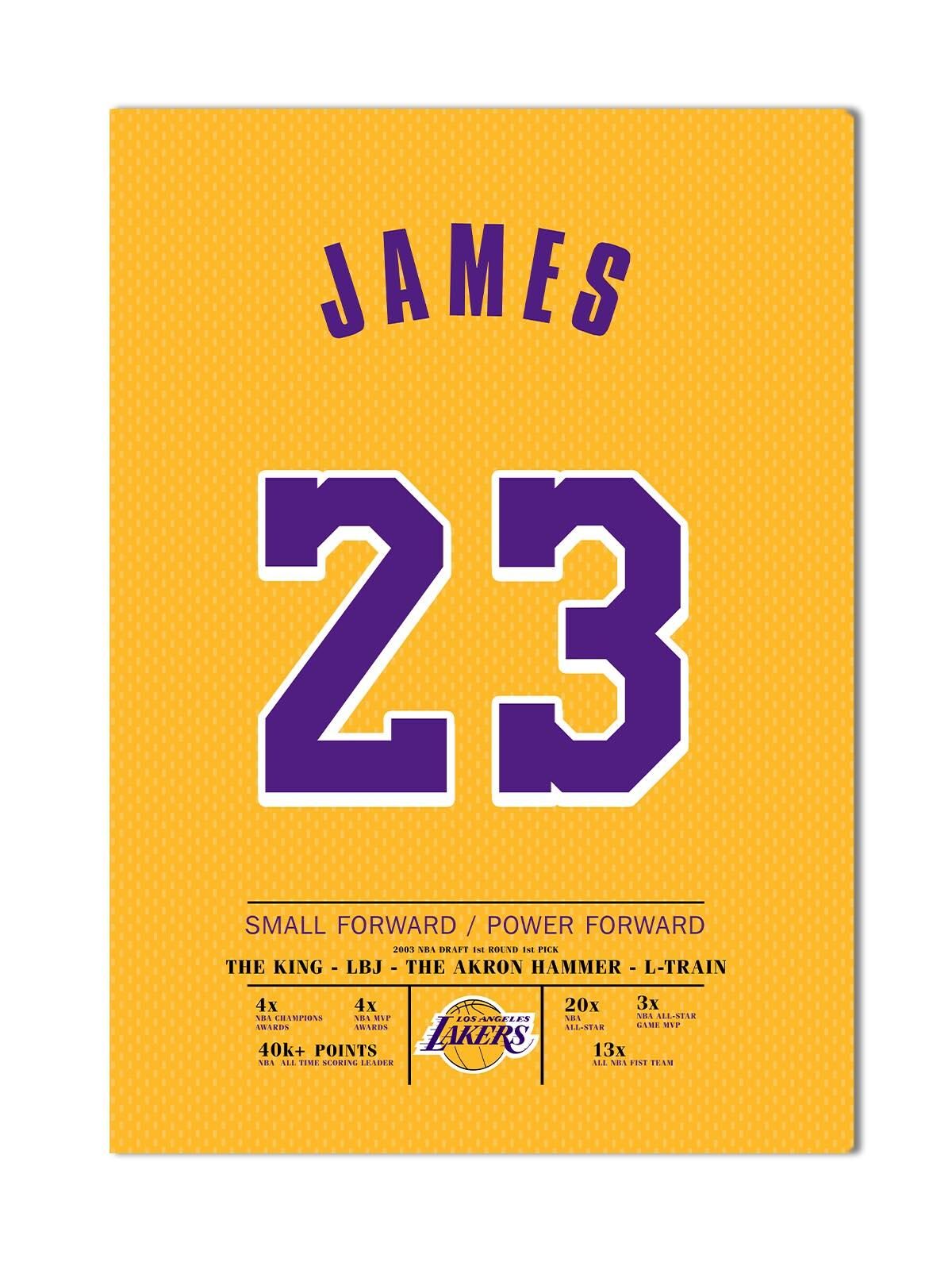 LeBron James Forma Kanvas Tablo 40x55cm NBA Los Angeles Lakers Jersey
