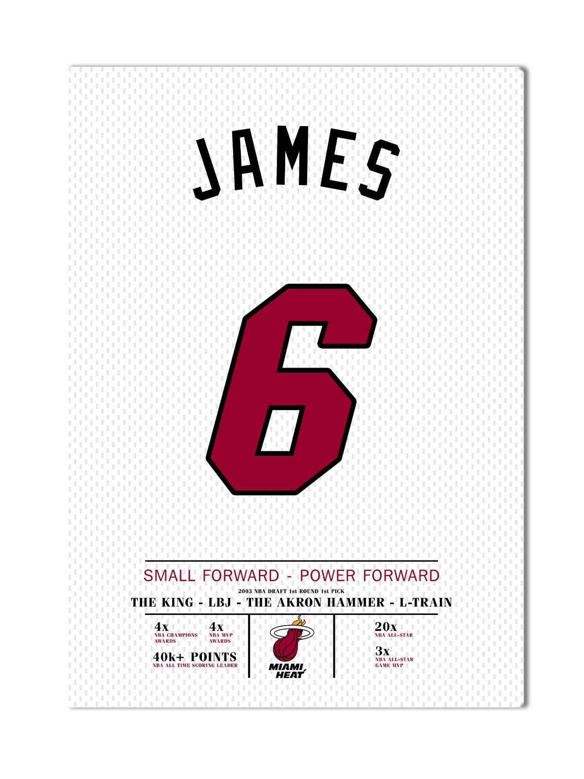 LeBron James 6 Forma Kanvas Tablo 40x55cm NBA Miami Heat Jersey