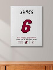 LeBron James 6 Forma Kanvas Tablo 40x55cm NBA Miami Heat Jersey