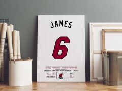 LeBron James 6 Forma Kanvas Tablo 40x55cm NBA Miami Heat Jersey