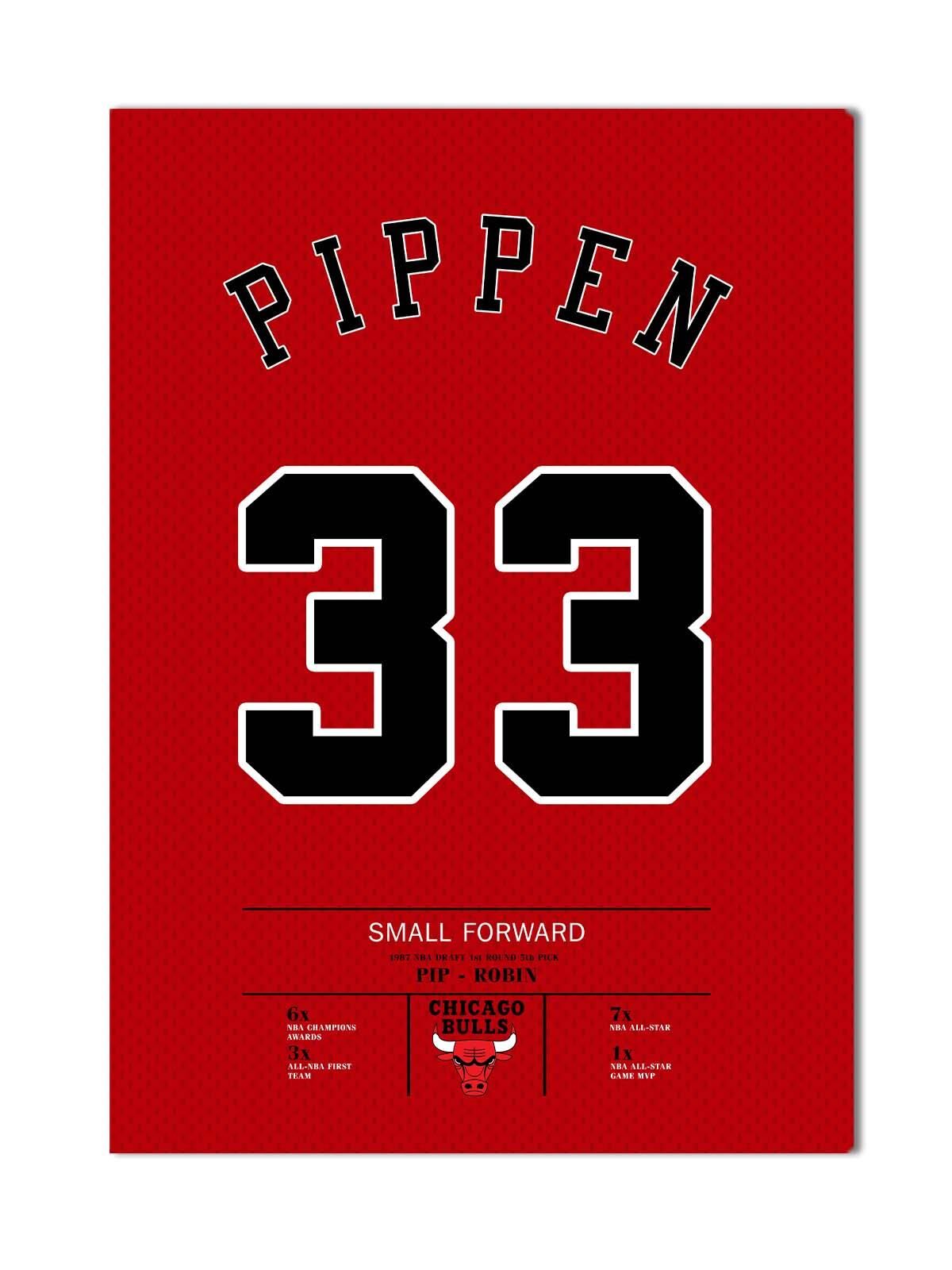 Scottie Pippen Forma Kanvas Tablo 40x55cm NBA Chicago Bulls Jersey