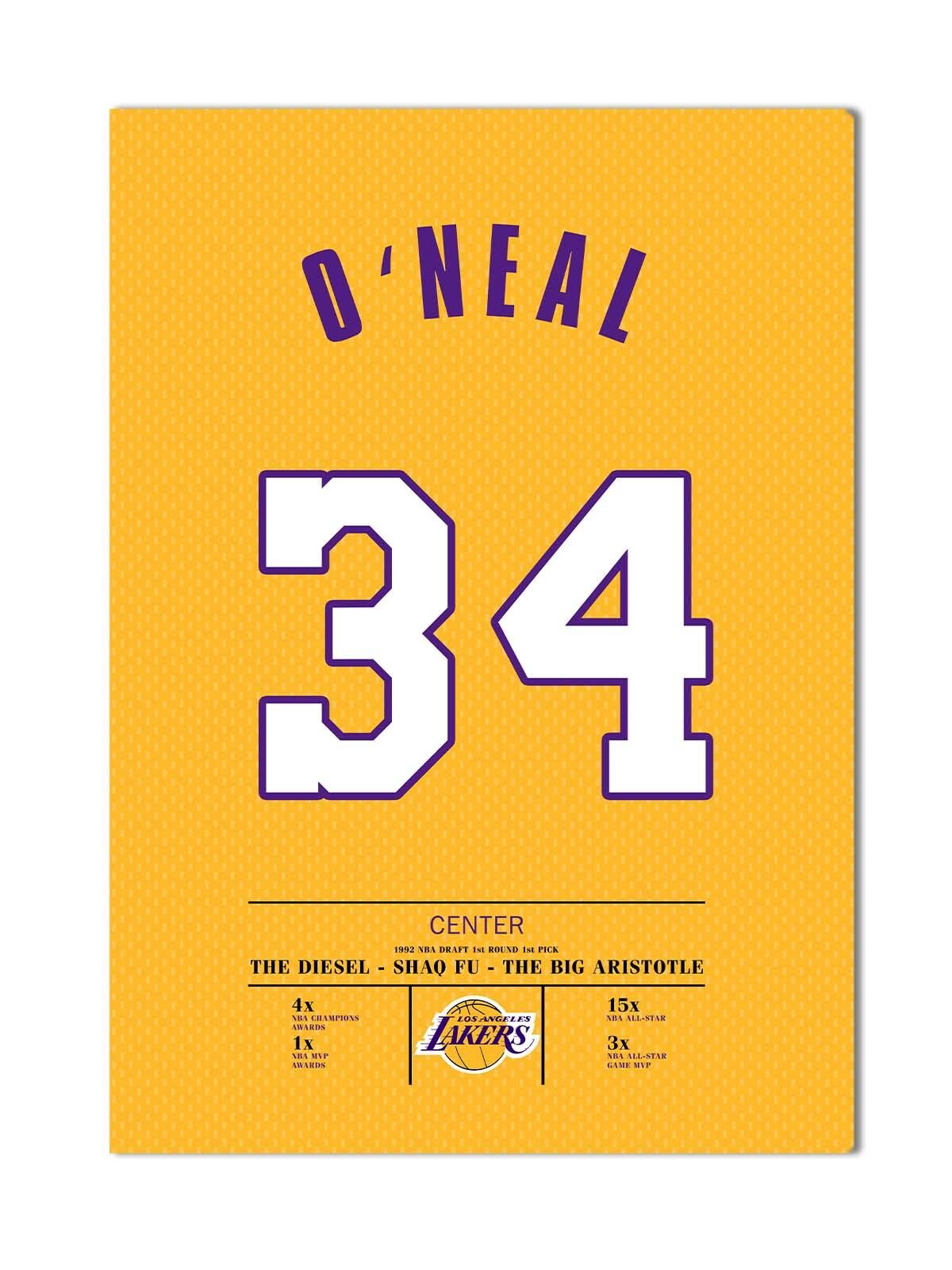 Shaquille O'Neal Forma Kanvas Tablo 40x55cm NBA Los Angeles Lakers Jersey