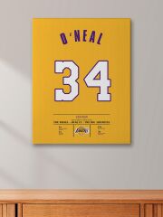 Shaquille O'Neal Forma Kanvas Tablo 40x55cm NBA Los Angeles Lakers Jersey