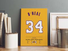 Shaquille O'Neal Forma Kanvas Tablo 40x55cm NBA Los Angeles Lakers Jersey