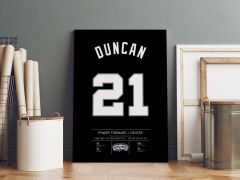 Tim Duncan Forma Kanvas Tablo 40x55cm NBA San Antonio Spurs Jersey