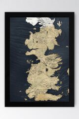 Game of Thrones Haritası Çerçeveli Tablo - Taht Oyunları Dizi Posteri Tablo