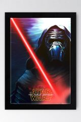 Star Wars Darth Vader Çerçeveli Tablo - Uzay Savaşları Fim Posteri Tablo 21x30 - Siyah