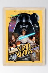 Star Wars Çerçeveli Tablo - Uzay Savaşları Eski Nostalji Fim Posteri Tablo