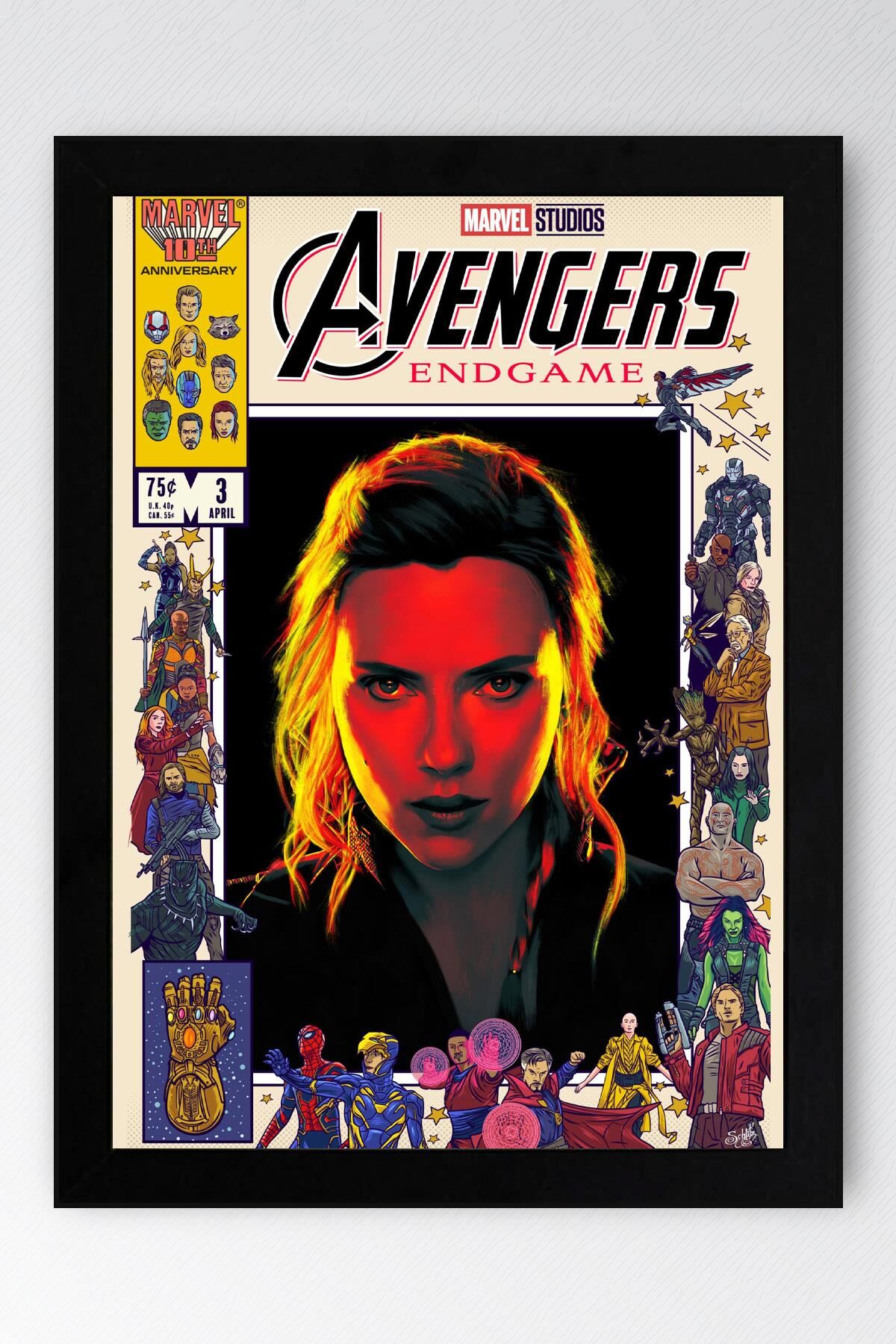 Black Widow Çerçeveli Tablo - Marvel Çizgi Roman Kapağı Poster Tablo