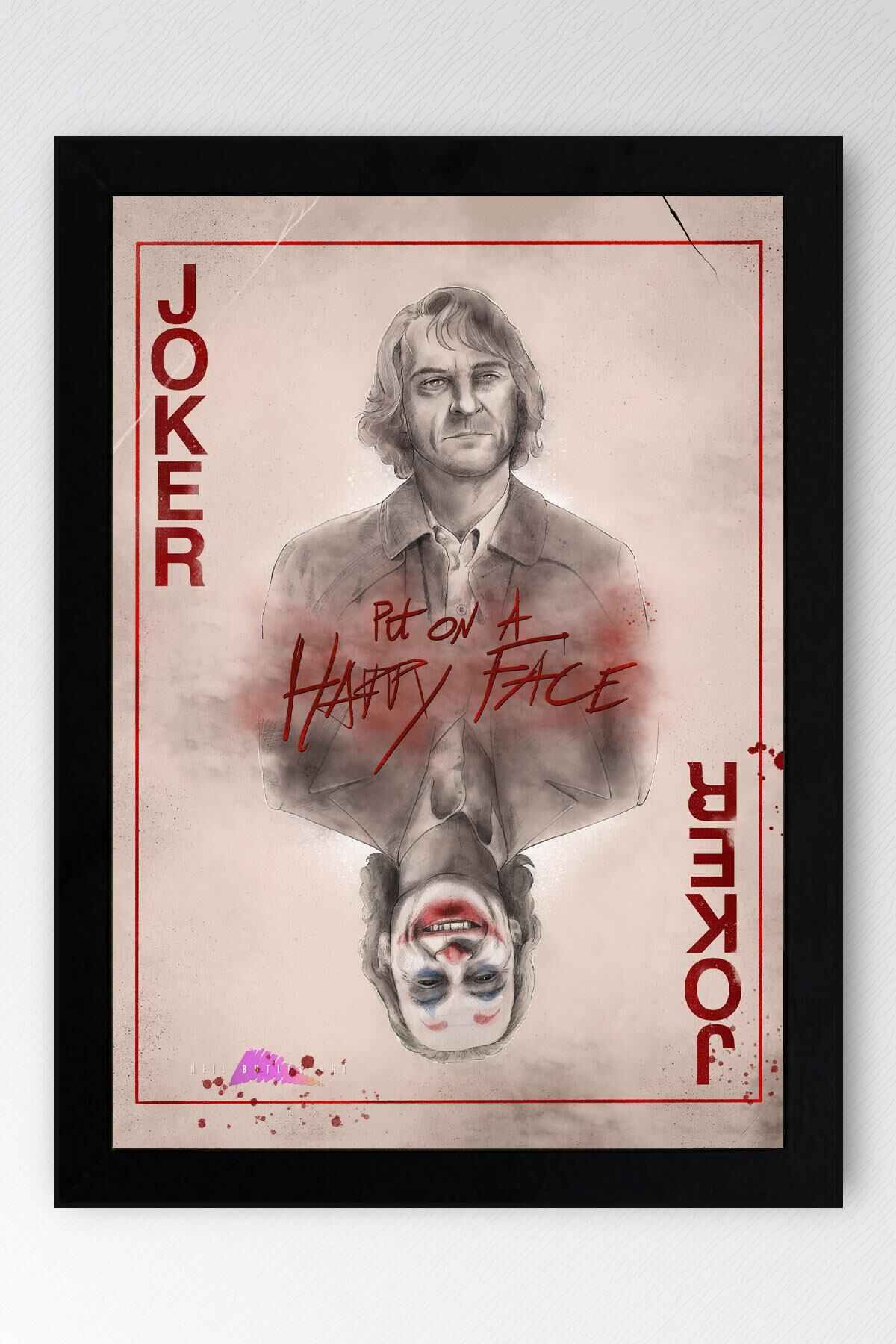 Joker Çerçeveli Tablo - Put On a Happy Face Film Posteri Tablo