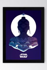 Star Wars Çerçeveli Tablo - Uzay Savaşları Fim Posteri Tablo 21x30 - Siyah