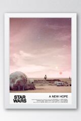 Star Wars A New Hope Çerçeveli Tablo - Uzay Savaşları Eski Fim Posteri Tablo