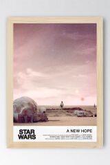 Star Wars A New Hope Çerçeveli Tablo - Uzay Savaşları Eski Fim Posteri Tablo