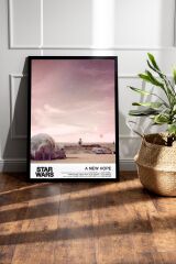 Star Wars A New Hope Çerçeveli Tablo - Uzay Savaşları Eski Fim Posteri Tablo