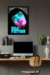 Pulp Fiction Çerçeveli Tablo - Ucuz Roman Fim Posteri Tablo 21x30 - Siyah