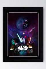 Star Wars Çerçeveli Tablo - Uzay Savaşları Nostalji Fim Posteri Tablo