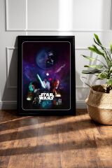 Star Wars Çerçeveli Tablo - Uzay Savaşları Nostalji Fim Posteri Tablo