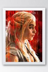 Game of Thrones Daenerys Çerçeveli Tablo - Taht Oyunları Dizi Posteri Tablo
