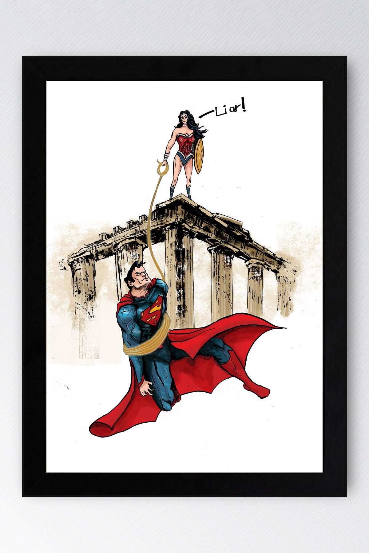 Superman Wonder Woman Çerçeveli Tablo - Film Posteri Tablo