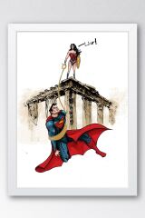 Superman Wonder Woman Çerçeveli Tablo - Film Posteri Tablo