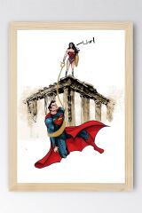 Superman Wonder Woman Çerçeveli Tablo - Film Posteri Tablo