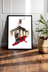 Superman Wonder Woman Çerçeveli Tablo - Film Posteri Tablo