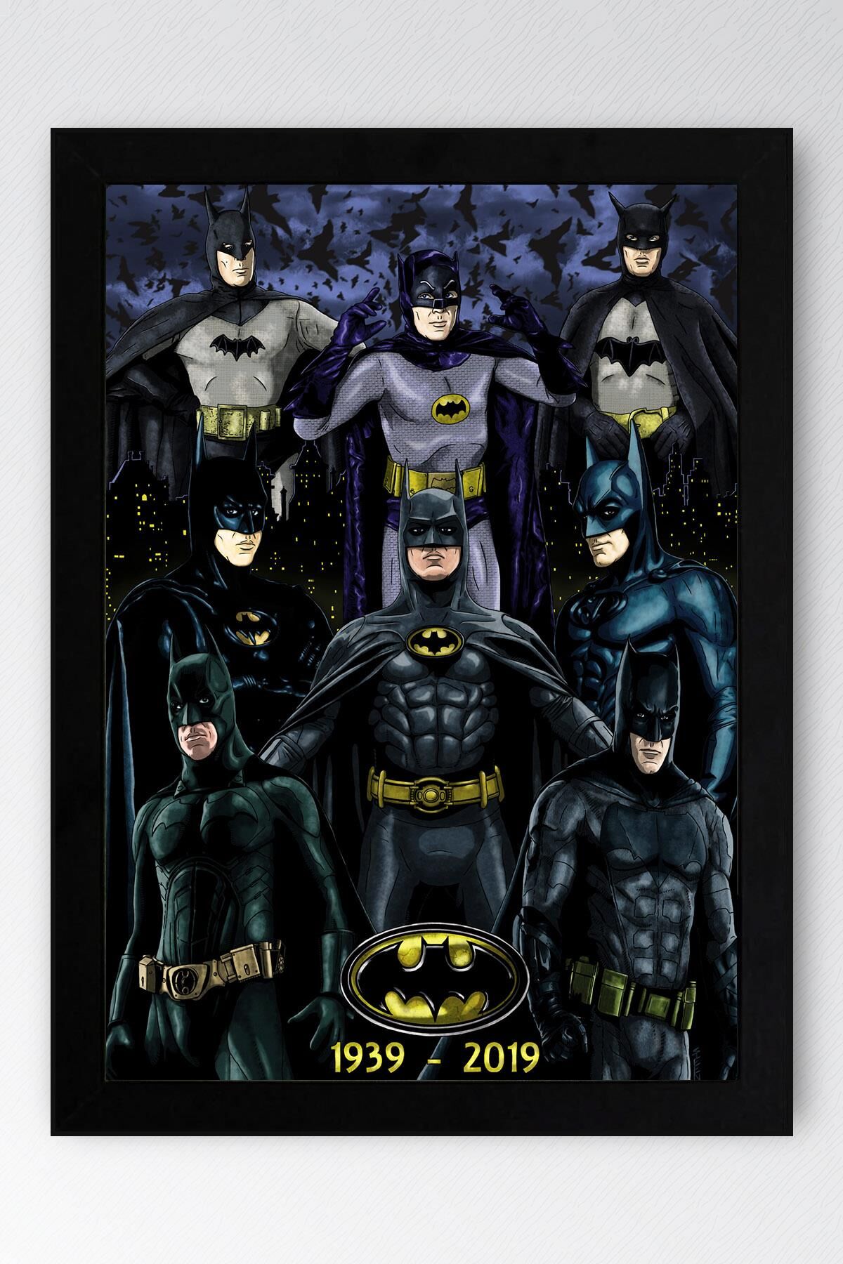 Batman Çerçeveli Tablo - Batman Tüm Karakterler Çizgi Roman Tasarımlı Poster Tablo