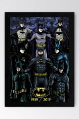 Batman Çerçeveli Tablo - Batman Tüm Karakterler Çizgi Roman Tasarımlı Poster Tablo