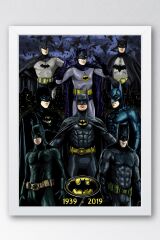 Batman Çerçeveli Tablo - Batman Tüm Karakterler Çizgi Roman Tasarımlı Poster Tablo