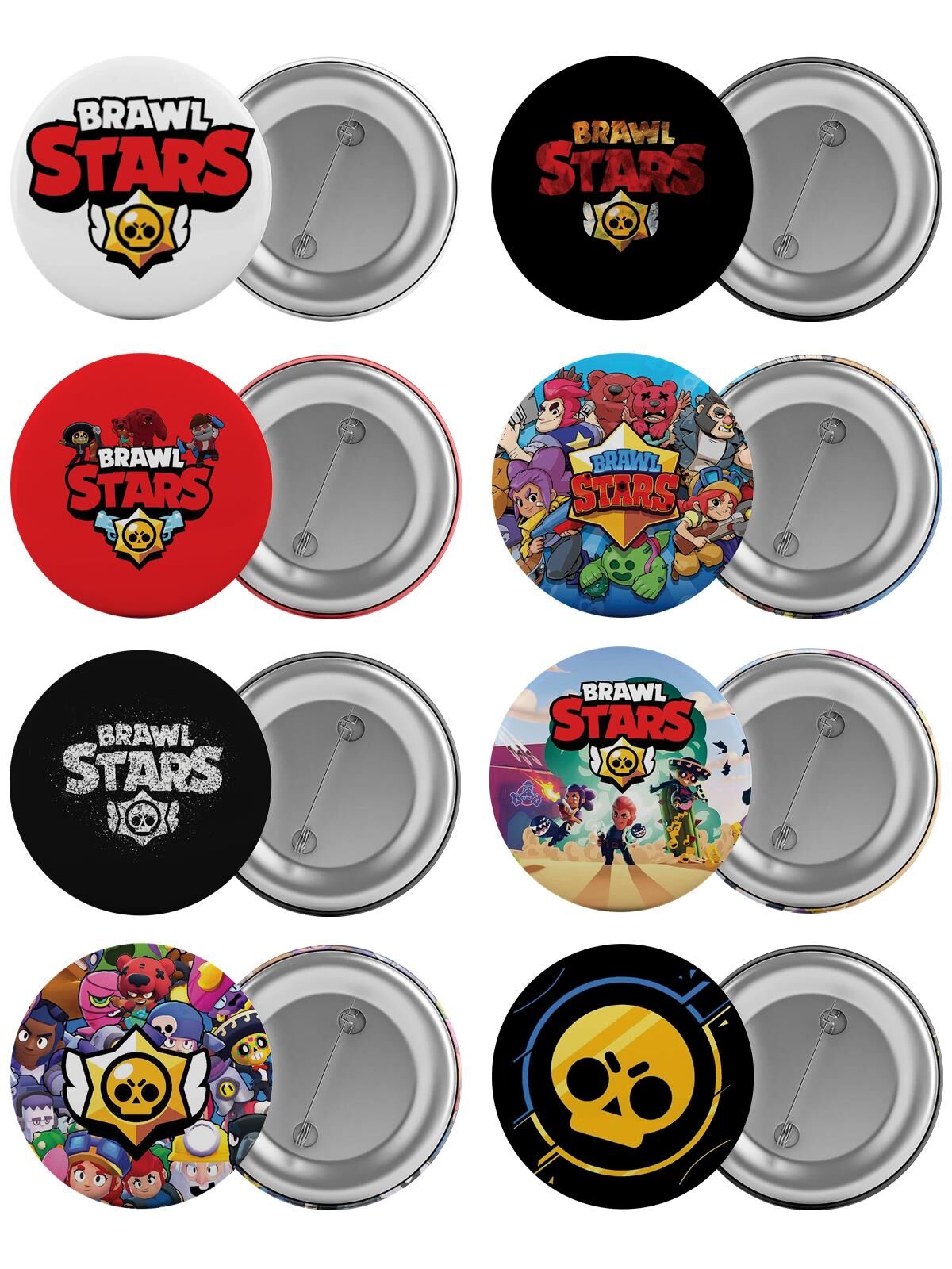Brawl Stars Çanta Rozeti Seti 8 Adet En Büyük Boy 5.8cm İğneli Broş