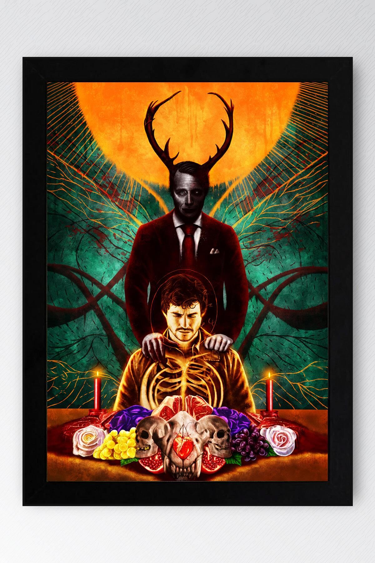 Hannibal Çerçeveli Tablo - Dizi Afişi Poster Tablo 35x50 - Siyah