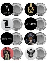 Death Note Çanta Rozeti Seti 8 Adet En Büyük Boy 5.8cm İğneli Broş
