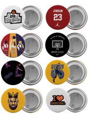 Basketbol NBA Çanta Rozeti Seti 8 Adet En Büyük Boy 5.8cm İğneli Broş